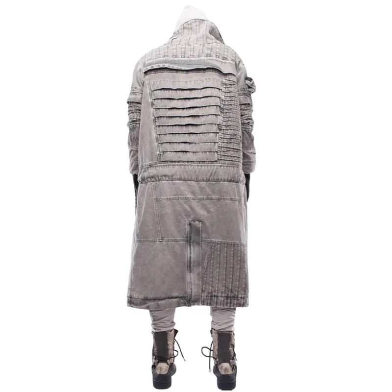 HKSH Waste Land Style Men\'s Tide Windbreaker Punk Dark Jackets Longline Irregular Patchwork Trench Wool Coat Winter Parka HK2618