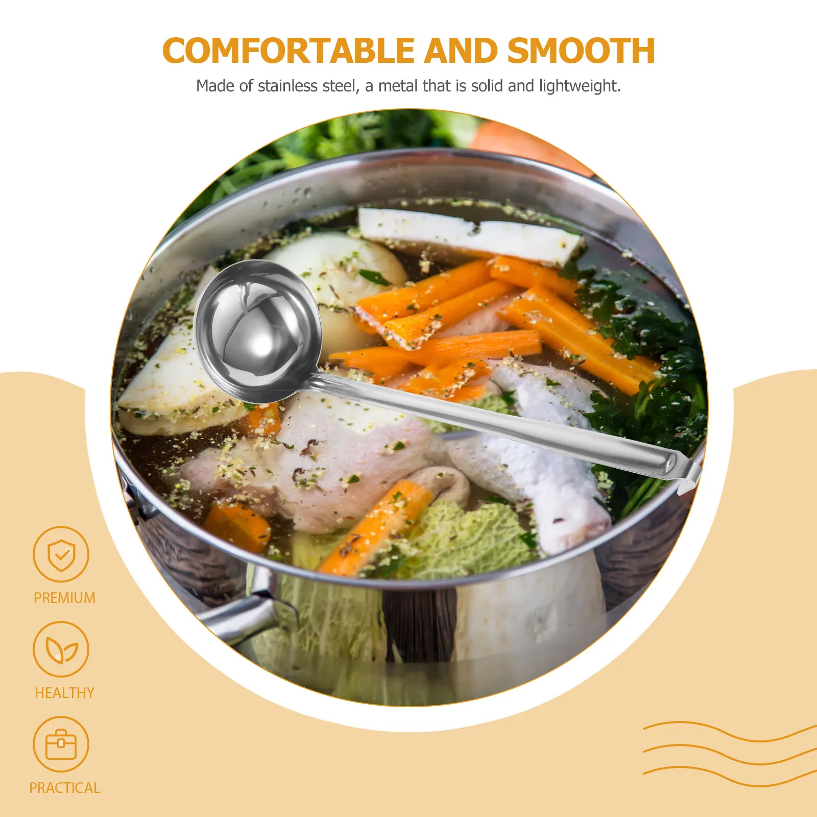 

Половник для супа из нержавеющей стали, 13 см, подвесной крючок, дизайн, длинная ручка, кухонная утварь для сервировки супа, соуса, рагу