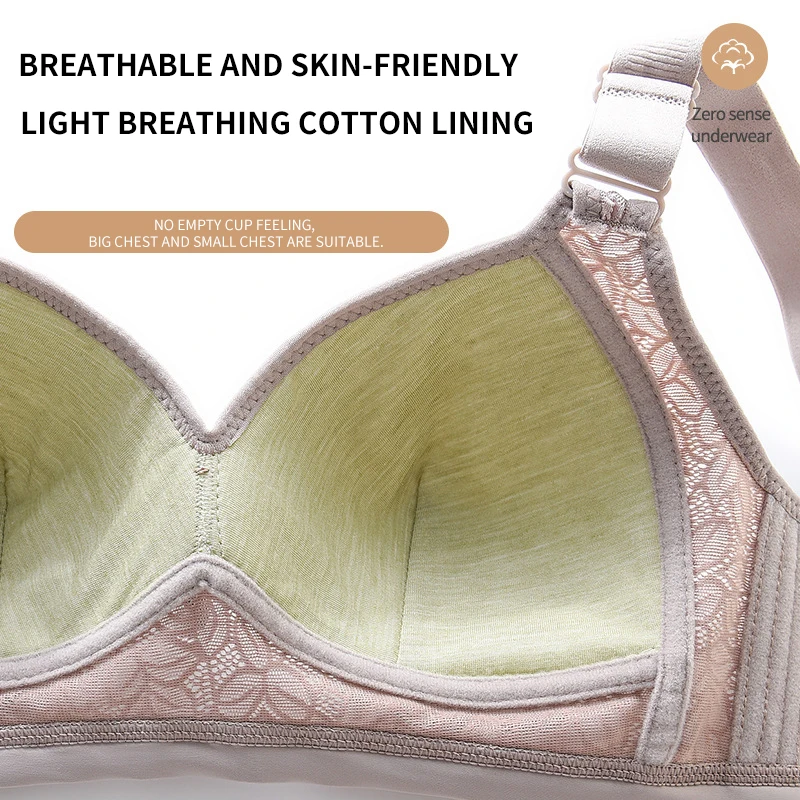 Large size thin section without steel ring comfortable breathable adjustable women\'s underwear side collection push up mom bra