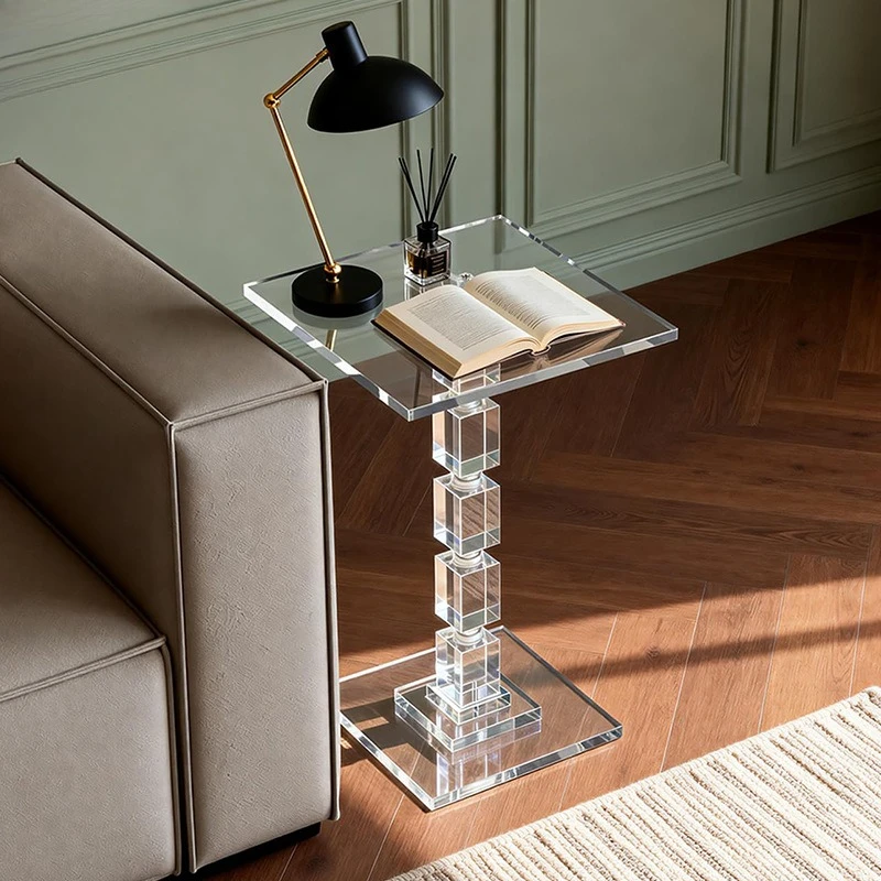Cross-border acrylic small coffee table modern simple living room sofa bedroom transparent square side table coffee table