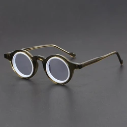 Retro Personalized Niche Double layer Circle Round Small Frame Men Women Literary Optical Prescription Customized Myopia Glasses