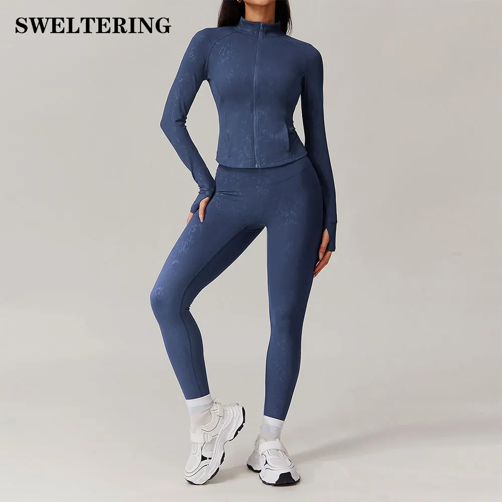 

Yoga Set Women Gym Clothes Sportswear Yoga Suit For Women Fitness Long Sleeved Top Jacket Tracksuits Sports Bra Gym Leggings Set