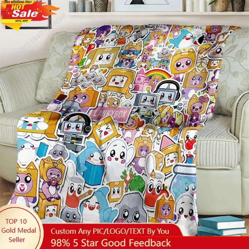 

Happy Foxy Boxy and Rocky Lankybox Blanket,Soft Throw Blanket for Home Bedroom Bed Sofa Picnic Travel Office Custom blankets