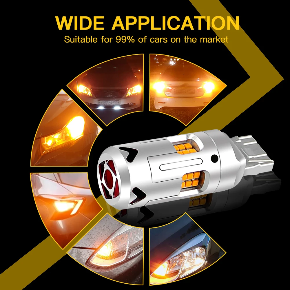 2PCS 1156 BA15S P21W BAU15S PY21W LED Turn Signal Light Bulbs T20 7440 Canbus For Car/Motocycle No Hyper Flash Plug And Play 12V