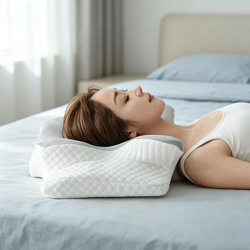 Summer Cooling Butterfly Memory Foam Pillow, Ergonomic Neck Pressure Relief Slow‑Rebound Sleeping Cushion for Home Bedroom