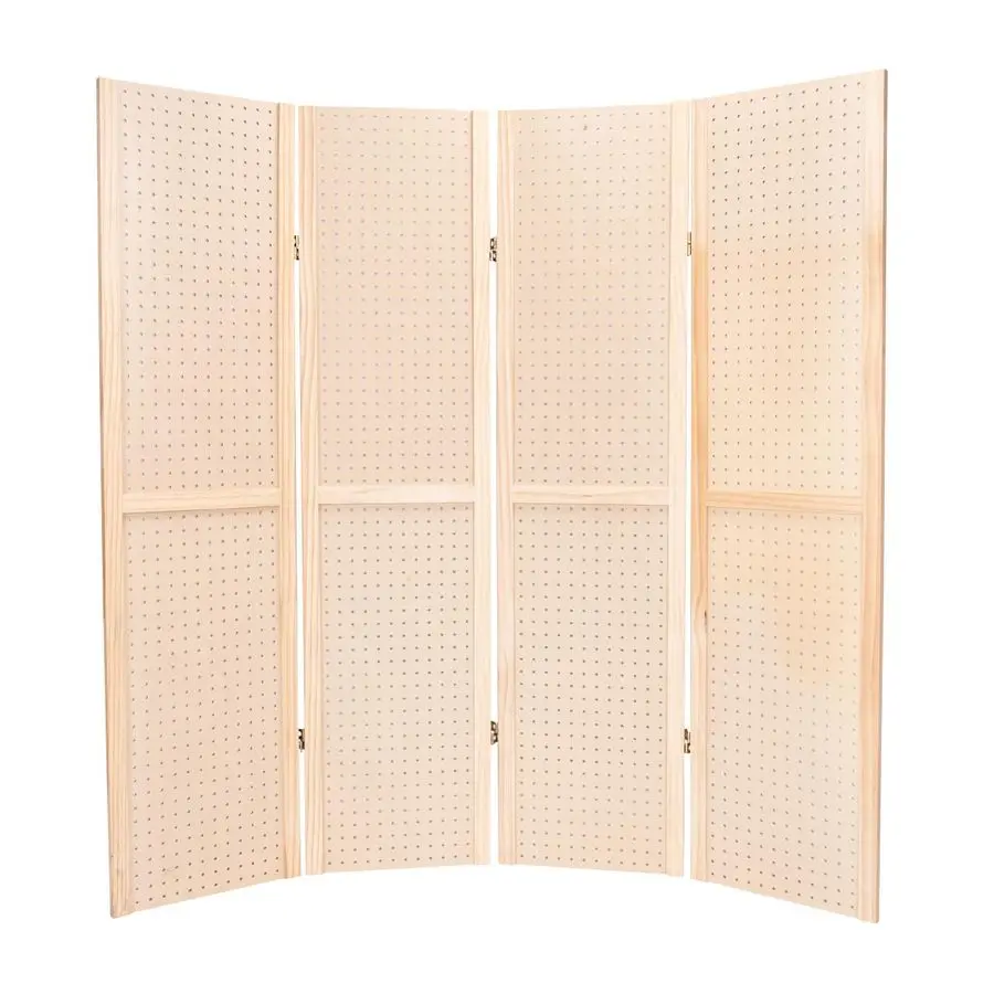 

5 Foot 4Panel Folding Pegboard Stand for Crafting Versatile Pegboard Display and Room Divider PaintReady Surface for Customizati