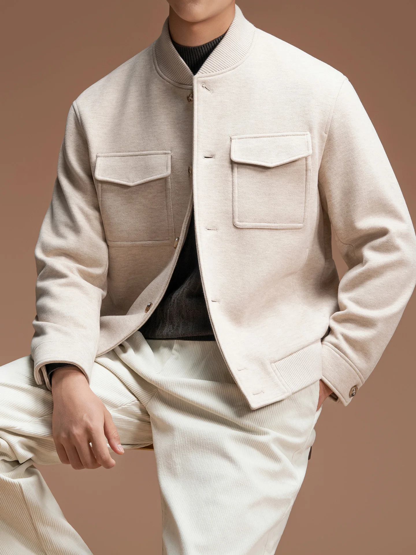 سترة رجالية جديدة للربيع والخريف، سترة كاجوال خفيفة فاخرة وبسيطة بياقة واقفة