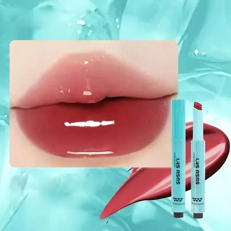 4-Farben-Lippenstift, fester Lipgloss-Stick, Minze, nicht klebrig, Glasglanz, Lippenbalsam, feuchtigkeitsspendendes Wasser, leichte Lippenstift-Tönung, natürliches Make-up