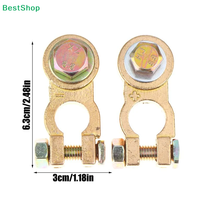 

☏2Pcs M8 M10 Car Battery Terminal Wire Clamps Brass Positive Negative Top Post Connectors Battery Terminal Clips