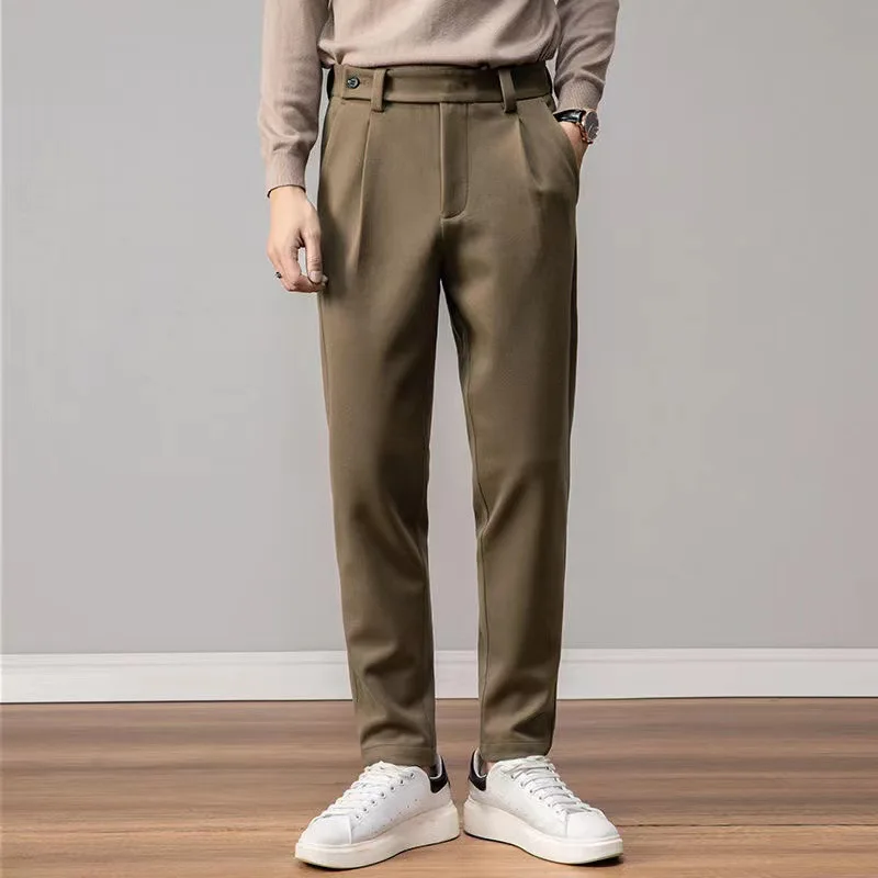 

Autumn Winter 2026 New Fashion Men's Thicken Loose Casual Trendy Simple Basic Daily Straight Suit Trousers Male Pants Clothes