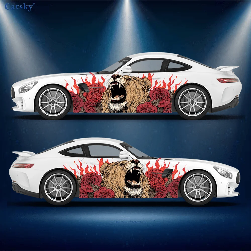 

Lion decal of the Flame Rose, suitable for cars and trucks, durable, fade-resistant, easy to install and remove - Enhance the be