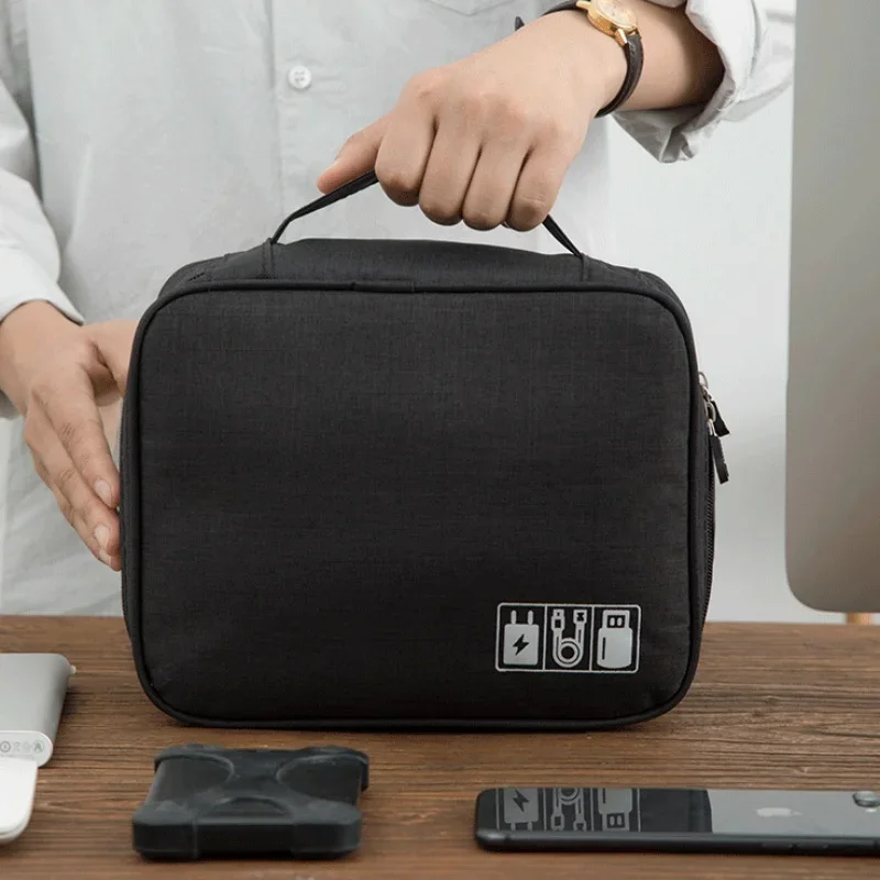 Waterproof Cable Organizer Bag - Portable Travel Electronic Accessory Case for USB Charger, Cords, Plugs & Data Cables Storage