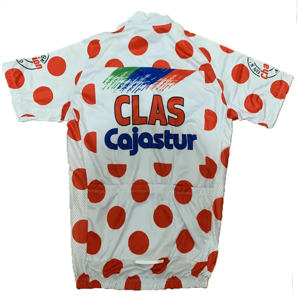 CLAS Cajastur ciclismo jersey para homens, roupas manga curta, camisa de bicicleta de estrada, MTB bicicleta roupas, branco, verão