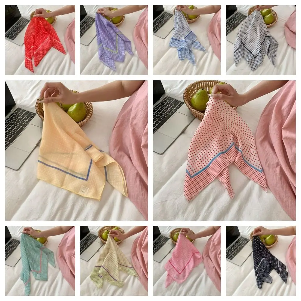 แฟชั่นครีมกันแดดผ้าพันคอสี่เหลี่ยมเล็กผมวงสไตล์เกาหลีผ้าโพกศีรษะผ้าพันคอผ้าพันคอผ้าพันคอพิมพ์ลายจุดผ้าพันคอทุกวัน