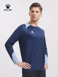 Kelme maglia da calcio a maniche lunghe maglietta sportiva da allenamento da uomo in esecuzione maglietta da basket da corsa traspirante ad asciugatura rapida