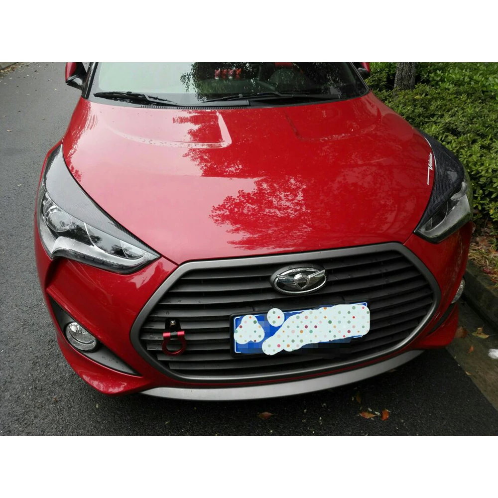 LP Style For Hyundai Veloster 1.6L 1.6T Carbon Fiber Wide Body Headlight Eyebrow CF Bumper Eyelid Auto Body Kit eyebrows 1pair