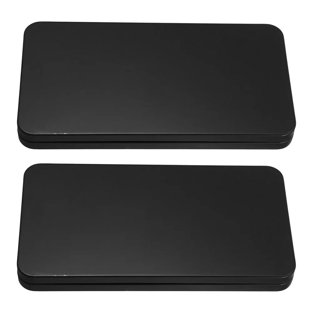 2pcs Black Metal Box Lid Rectangular Money Organizer Storage For Cash Coins Jewelry Ticket Receipt Check Portable Small