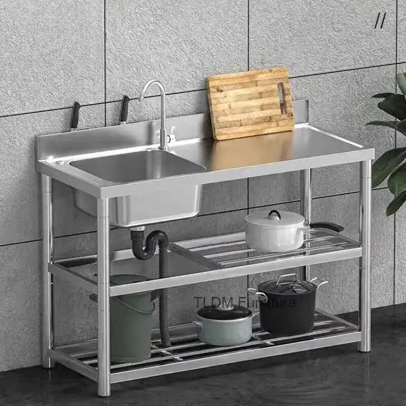 Sinks Washing Multifunction Integrated Dishwashing Kitchen Sink Commercial Thickened Outdoor Stainless Steel Sink for Restaurant