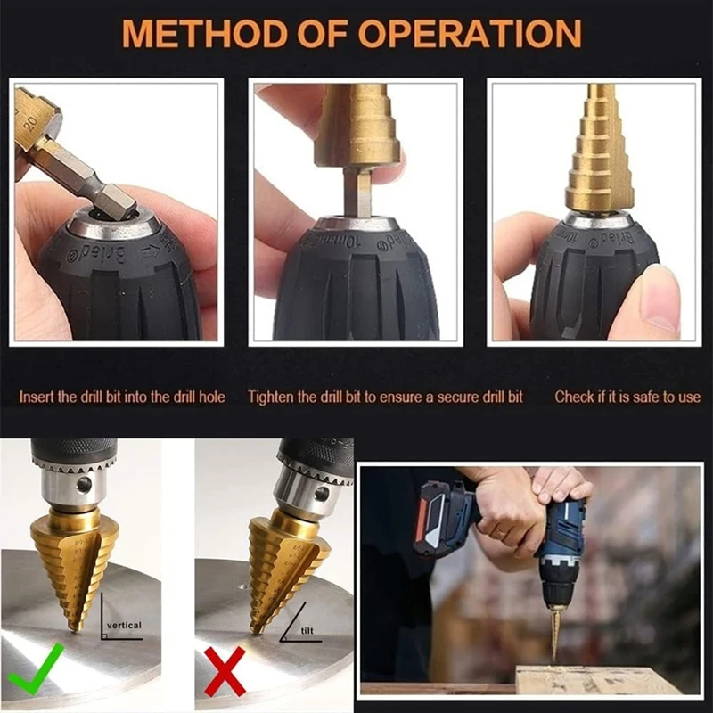 6Piece Tower Drill Bit Set High-Speed Steel Tower Drill Slotting Plastic Box Packaging Step Saw