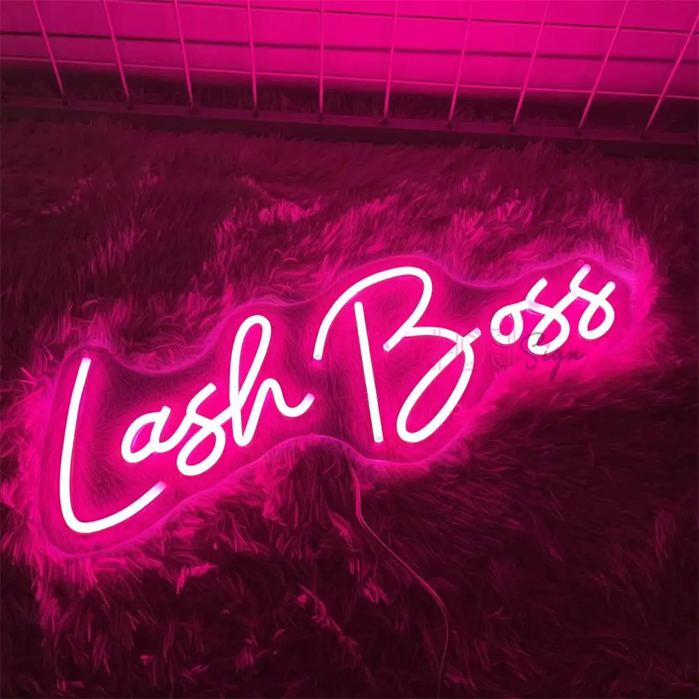 Lash Boss Neon Sign Lights Aesthetic Lash Room Decoration Wall Hanging Neon LED Sign Salon Open Welcome Neon Lights Night Lamp