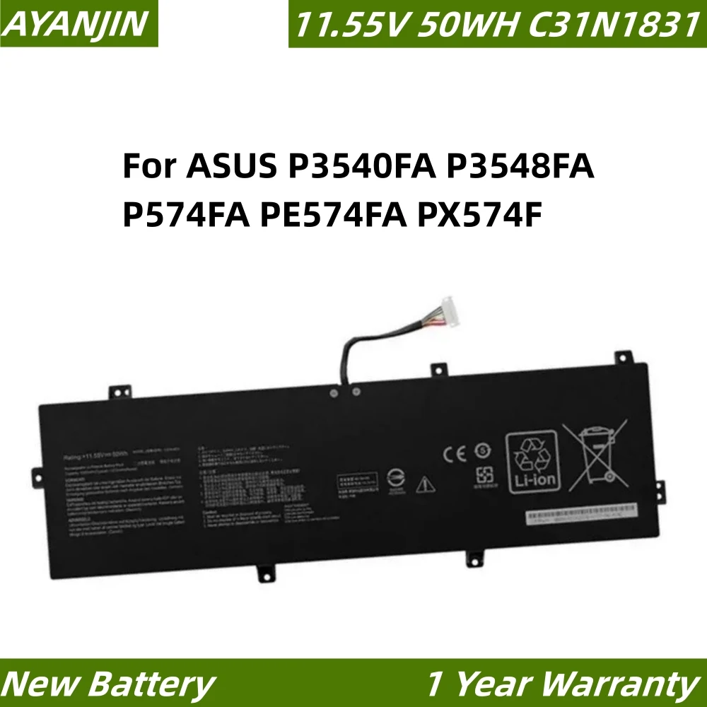 C31N1831 50WH Laptop Battery For ASUS P3540FA P3548FA P574FA PE574FA PX574F Series Notebook 0B200-03330200 11.55V 4335mAh