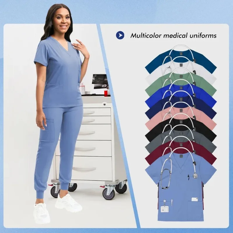 Classic New Nurse Scrubs Set Men Nurse Accessories Uniform Clinical Top Pants Lab Workwear Clothes view 6