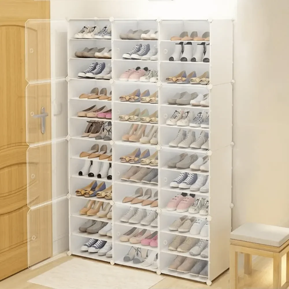 

LINSIE 12 Pack Shoe Storage Boxes For 72 Pairs Shoes, Stackable Clear Plastic Shoe Organizer Space Saving Shoe Display Containe
