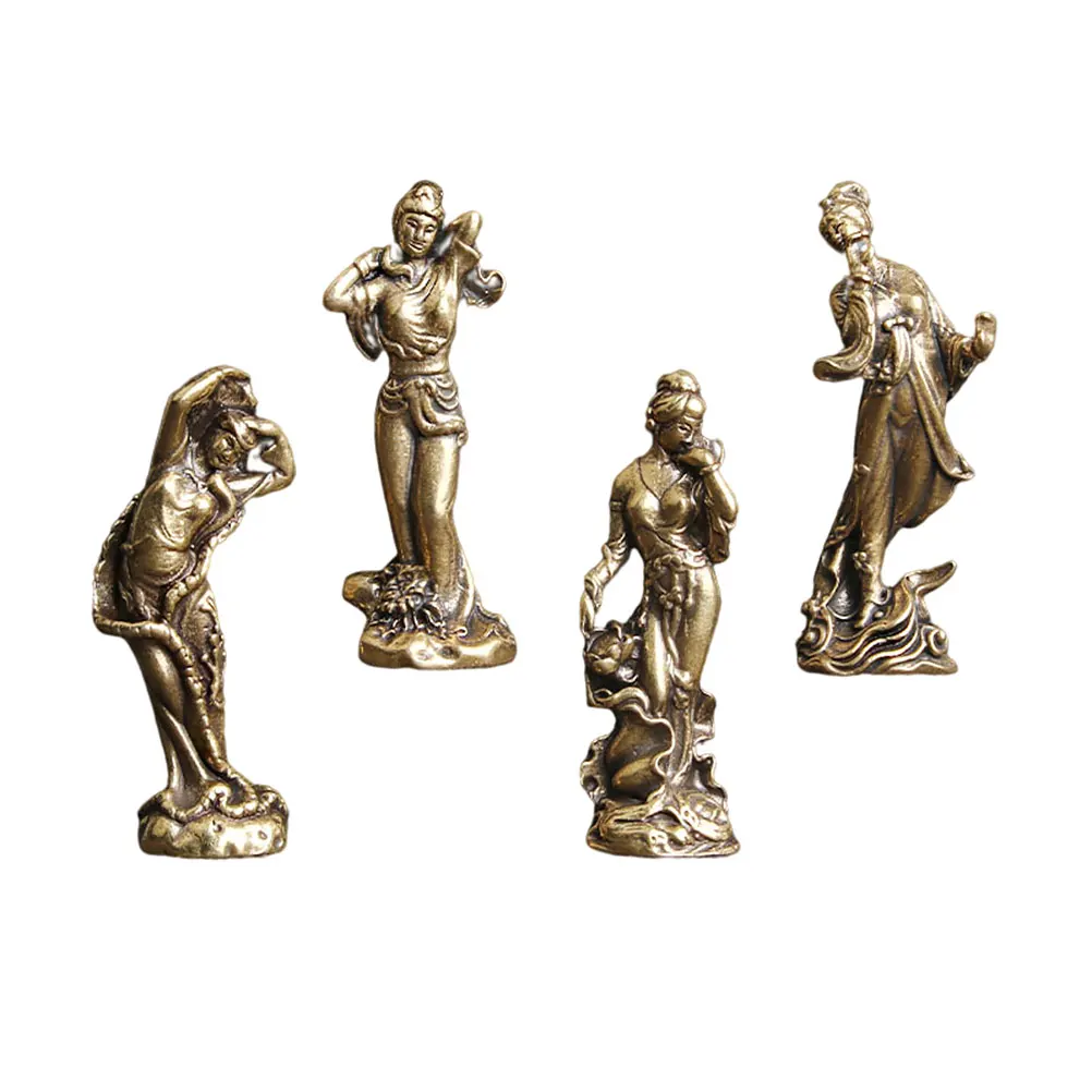 

Four Decor Table Decorative Ornament Decorations Brass Craft Statue Ornaments Miss