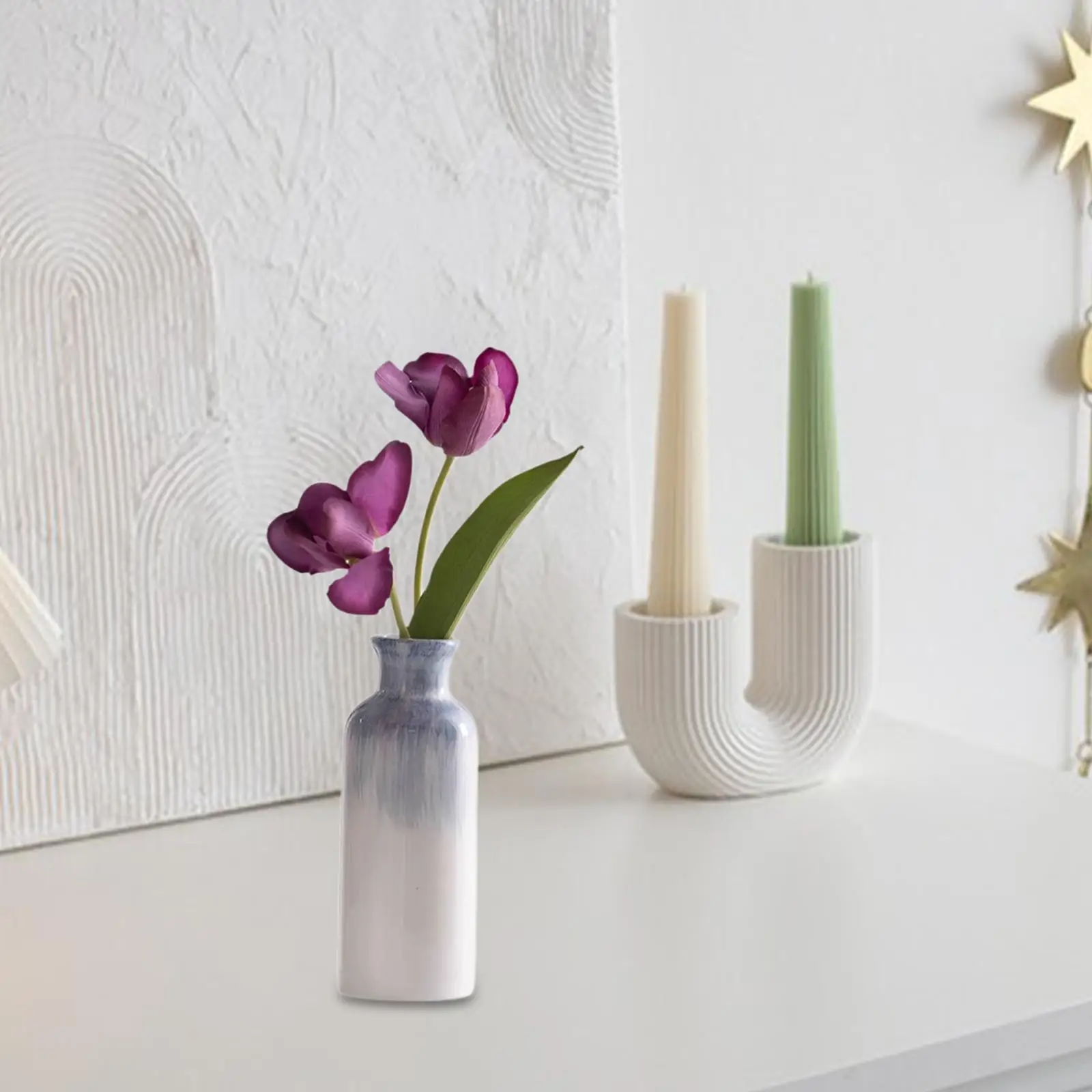 Elegant Ceramic Vase Decorative Flower Pot Minimalist Arrangement for Living Room Office Desk