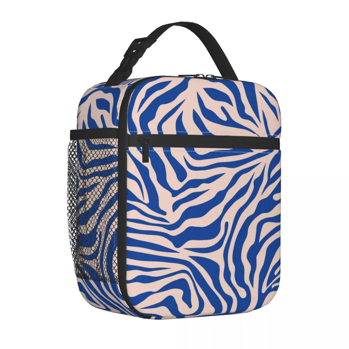 

Zebra Print Blue Zebra Stripes Animal Print Insulated Lunch Bags Large Reusable Thermal Bag Tote Lunch Box College Travel