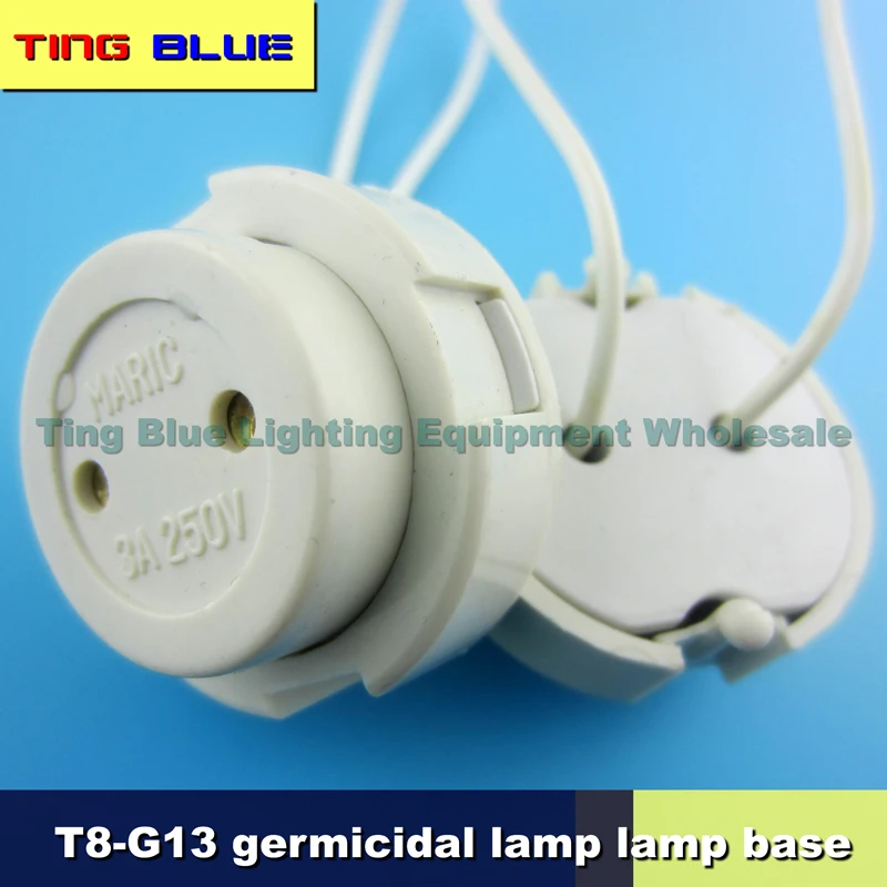 (50pcs) T8 fluorescent tube bracket lamp holder G13 grille LED press type chuck Copper wire 12-250V 3A