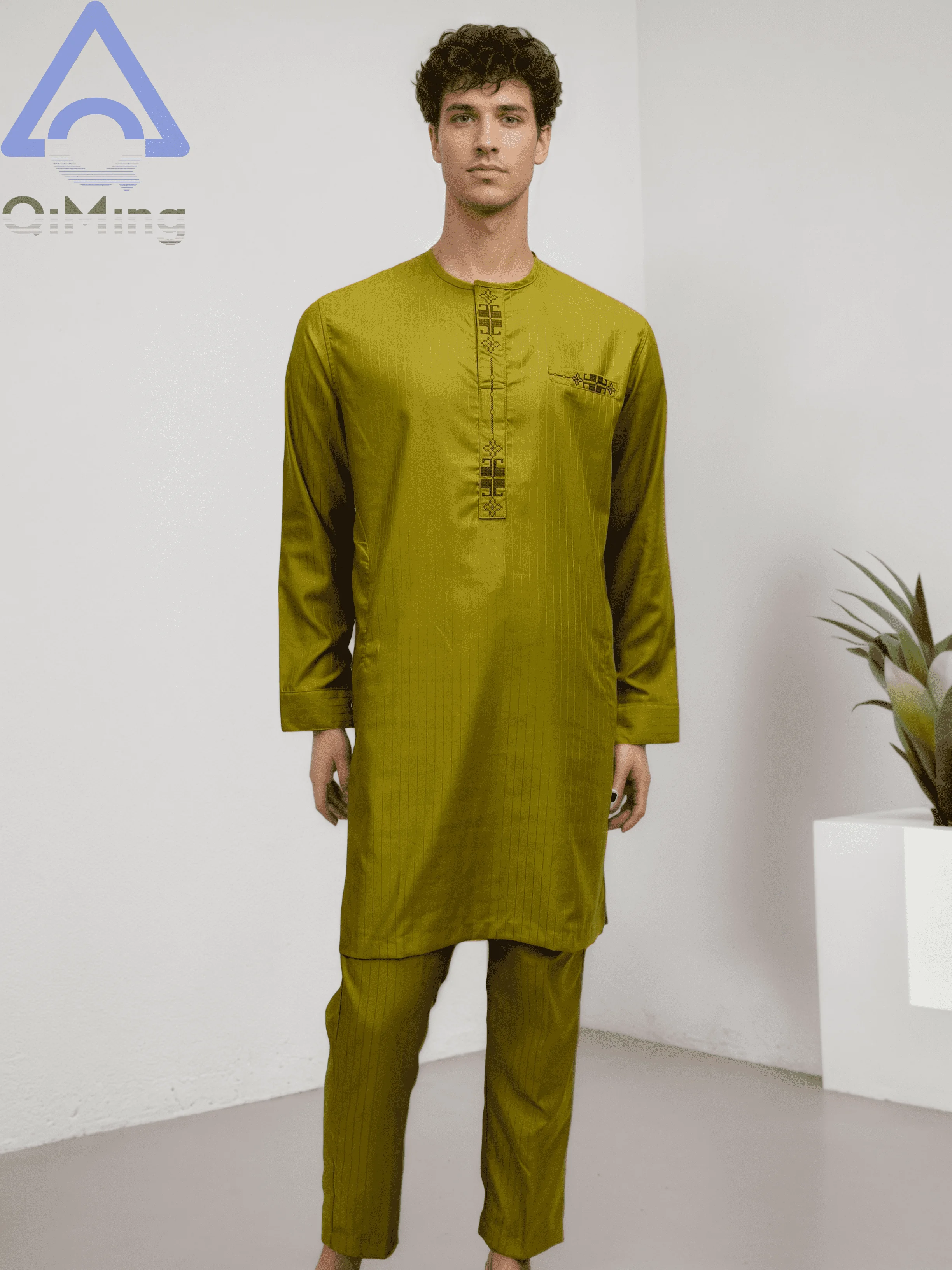 

Arabic Tunica Islamic Dubai Pakistani Muslim Clothing Containing 40% Cotton Set Kaftan Djellaba Hajj Men's Prayer Muslim Clothes