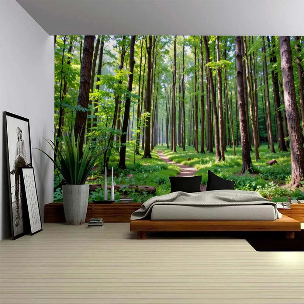 Forest Tapestry Multi-Size Printed Fabric Mural Beautiful Background Poster Home Aesthetic Office Living Room Decor