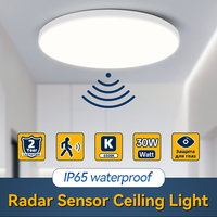 Motion Sensor Ceiling Light Waterproof Ip65 Led Radar Sensor Light 20W 30W For Hallways Aisle Induction Led Ceiling Lamp 220V