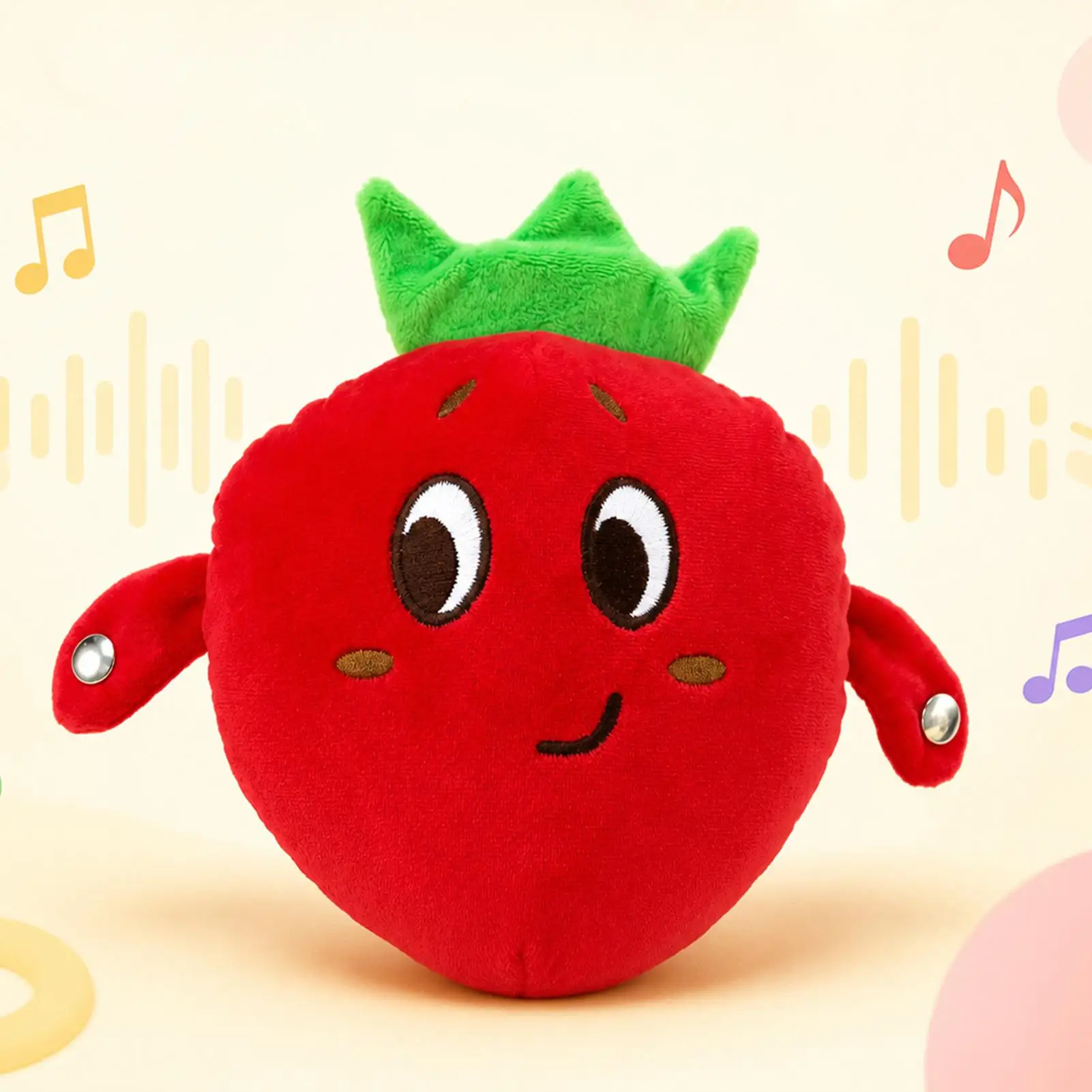 Music Sensory Toys Interactive Touch Activated Strawberry Doll Soft Fruit Toy With Sound For Boys Girls Home Kindergarten