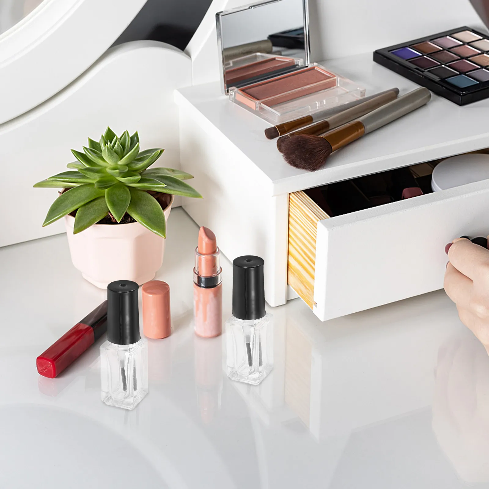 20 Botellas de Vidrio Transparentes de 5 ml para Uñas, Recargables, con Pincel, para Arte de Uñas, Aceite para Cutículas, Dispensador Portátil