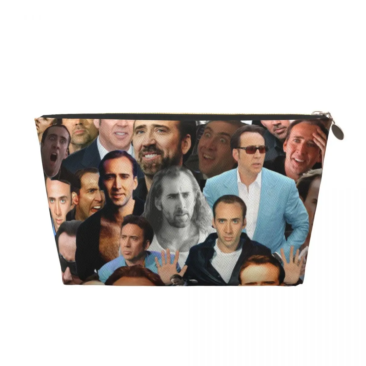 Custom Nicolas Cage Cosmetic Bag Women Cute Big Capacity Funny Meme Makeup Case Beauty Storage Toiletry Bags