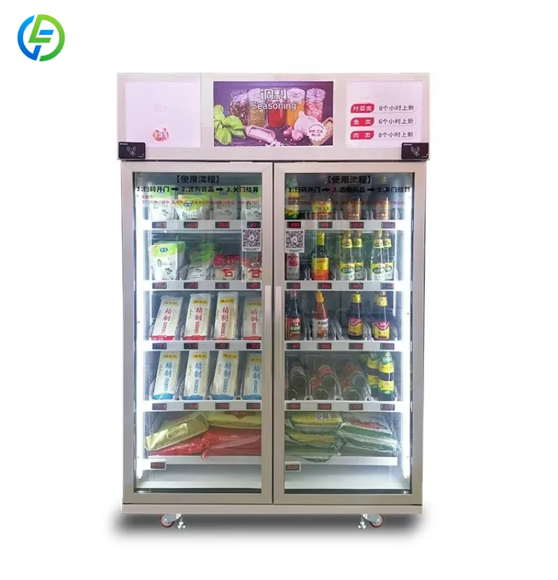 FL Frozen Food Vending Machine With Card Reader Smart Vending Fridge  in the Unmanned Convenience Store Customized