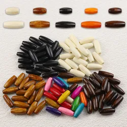50/30pcs 15*7/23*8mm Oval Mixed Colorful Rice Grain Wood Loose Beads For Jewelry Making DIY Handmade Bracelet Necklaces Supplies