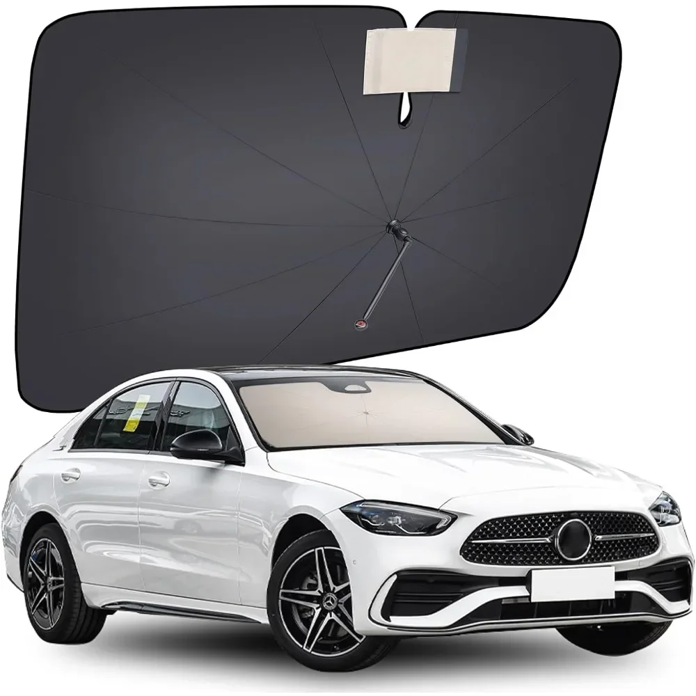 

2025 Windshield Sun Shade, UPF80+ Sunshade for Car Windshield Blocks Heat & UV Rays, Thickened Vinyl Coating Keep Cool Protect