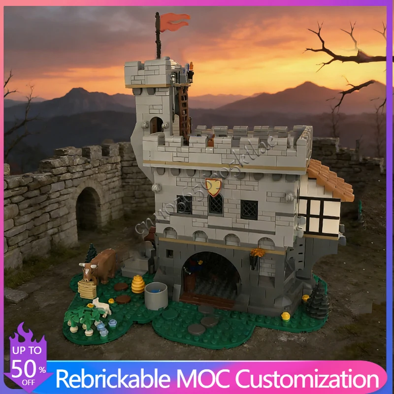 

1223 PCS Construction Guarded Mansion MOC Customize Modular Building Block Simple Educational Brick DIY Boy Toy Birthday Gift