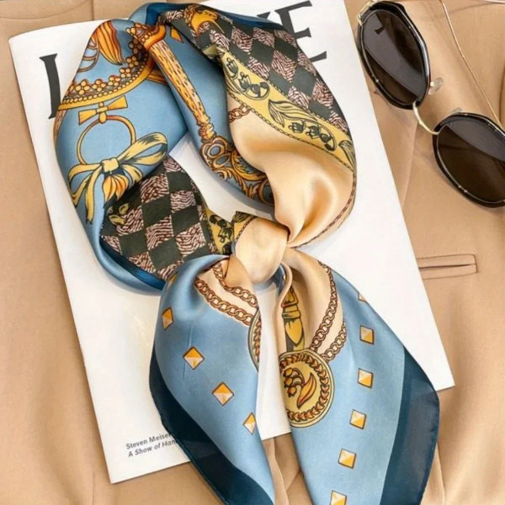 Ladies fashion scarf 70x70cm, new silk satin square scarf, elegant women's accessories, suitable for all seasons