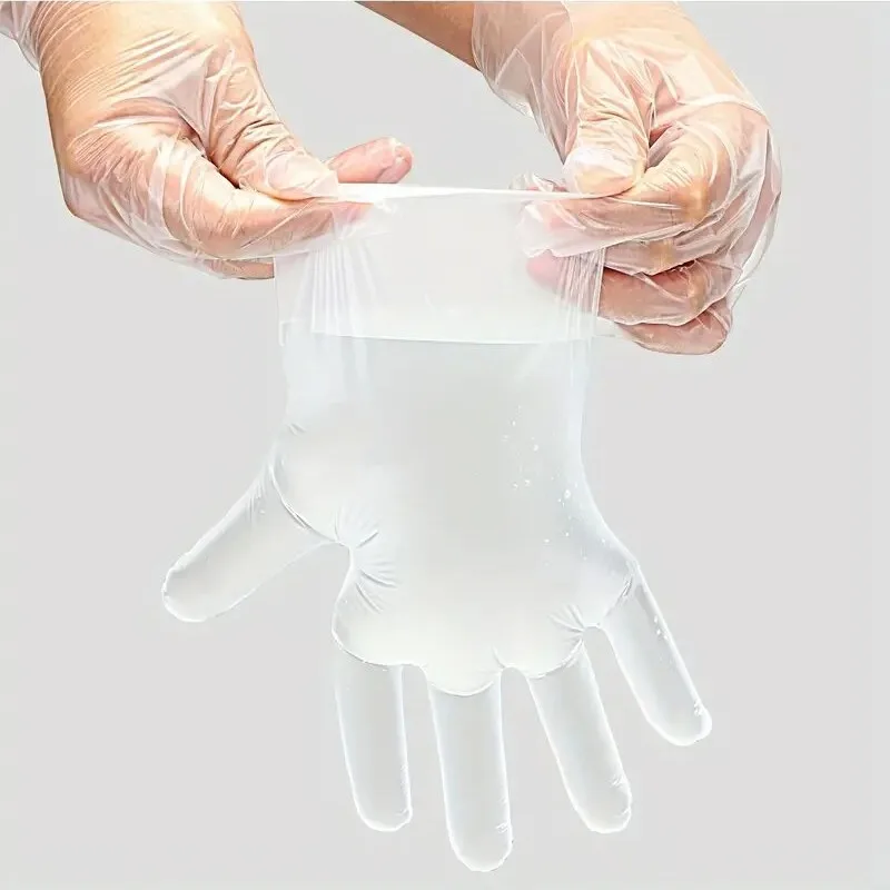 100Pcs Disposable TPE Gloves Latex Free Non Slip Transparent Cleaning Gloves Household Kitchen Bathroom Cleaning Tools