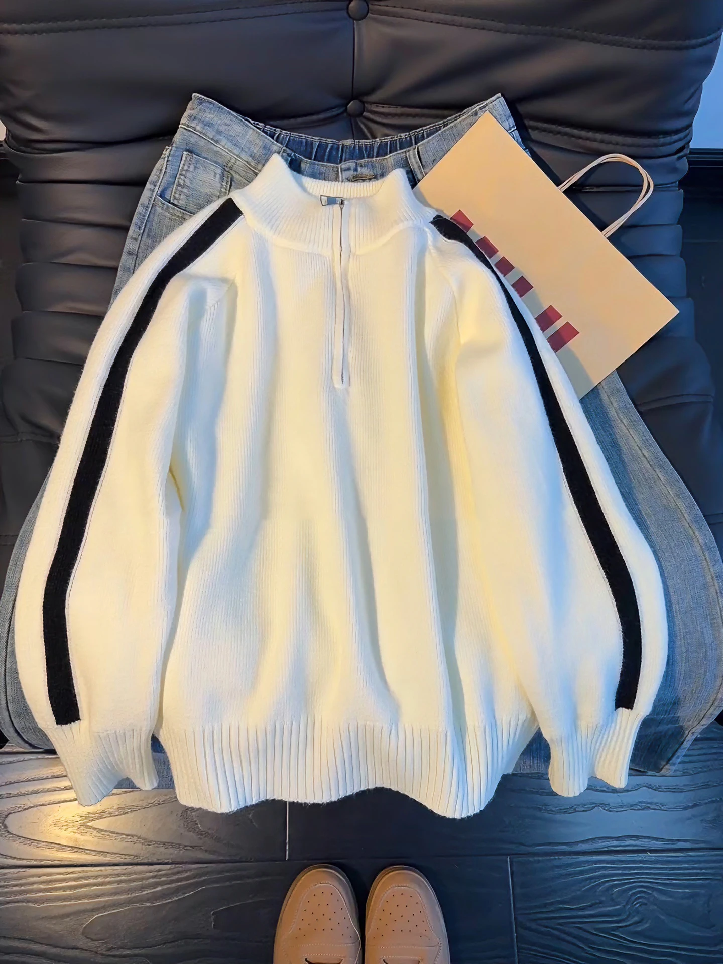 

Men's Fce Lined Zip up High Collar Knitwear Winter Warm Base Layer Casual Sle Polyester Fiber Long Sve Regular Fit