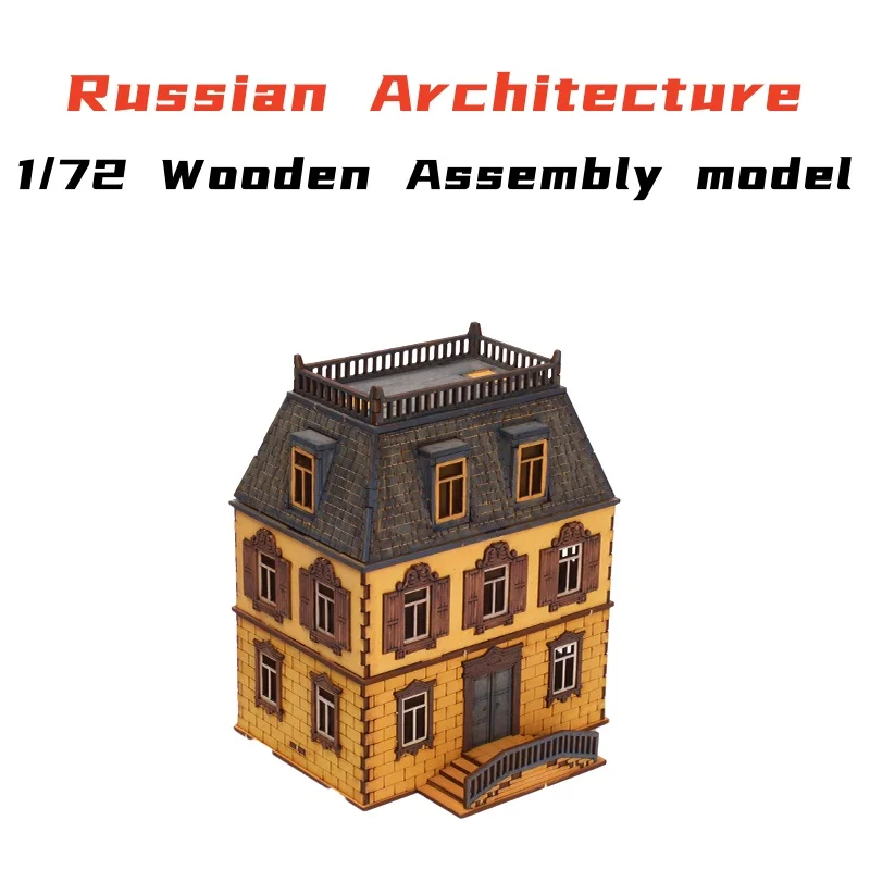 1/72 Rosyjska architektura Drewniany model puzzli DIY Ręcznie robione ozdoby