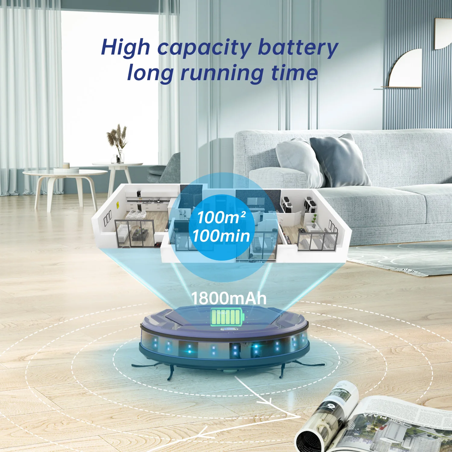 Aspiradora robot Lefant M210 Pro+, succión potente de 4000 Pa, 200 minutos de autonomía, autorecarga automática, control por Wi-Fi/App/Alexa