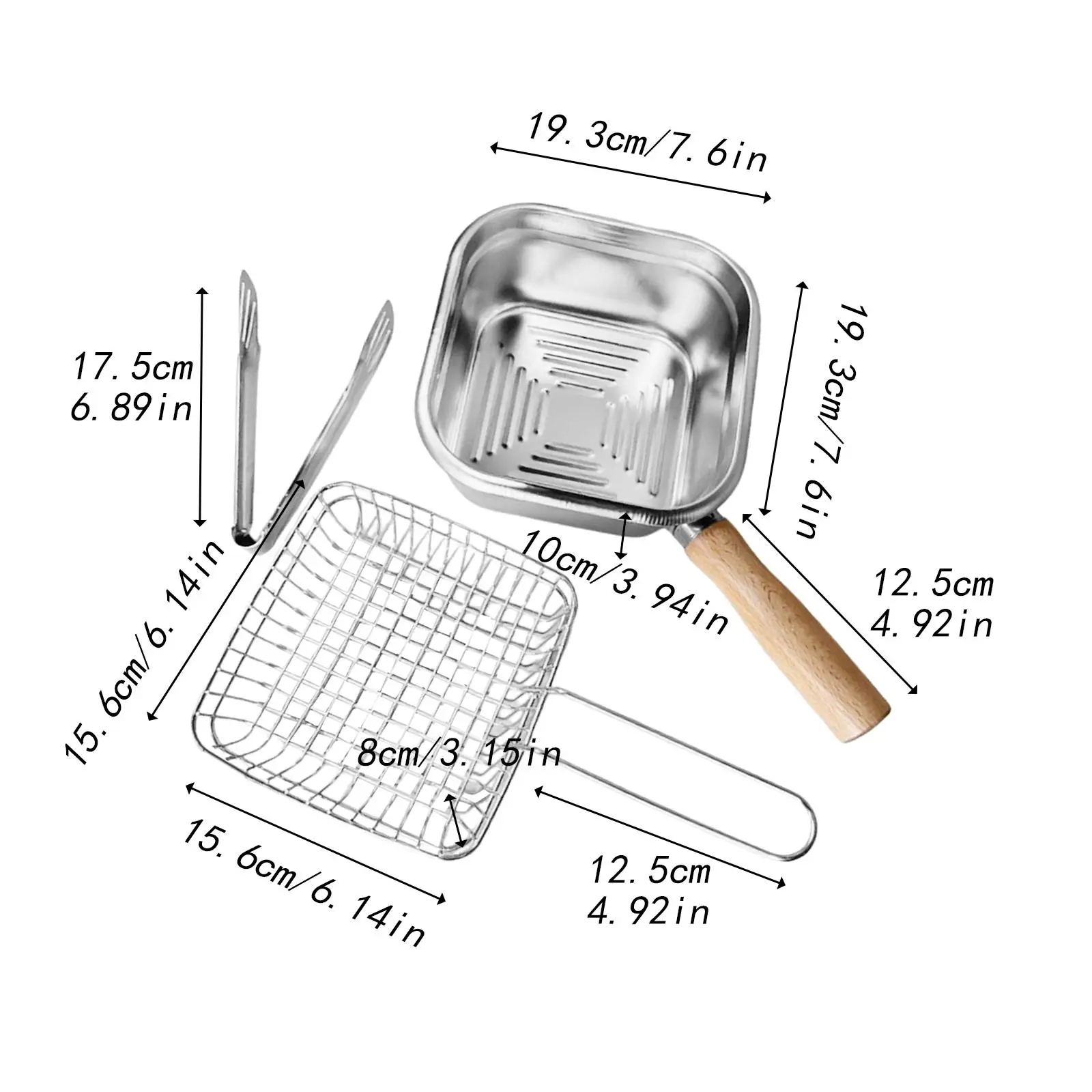 소스 치킨용 식품 집게가 있는 휴대용 바구니가 있는 미니 딥 프라이어