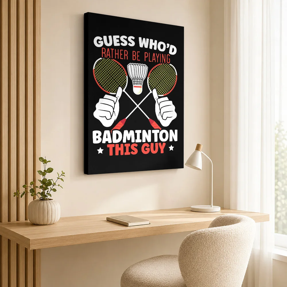 Badminton Player Canvas Poster Custom Sports Portrait Wall Paintings Decoration for Bedroom Gym Collectible Ready to Hang Gift