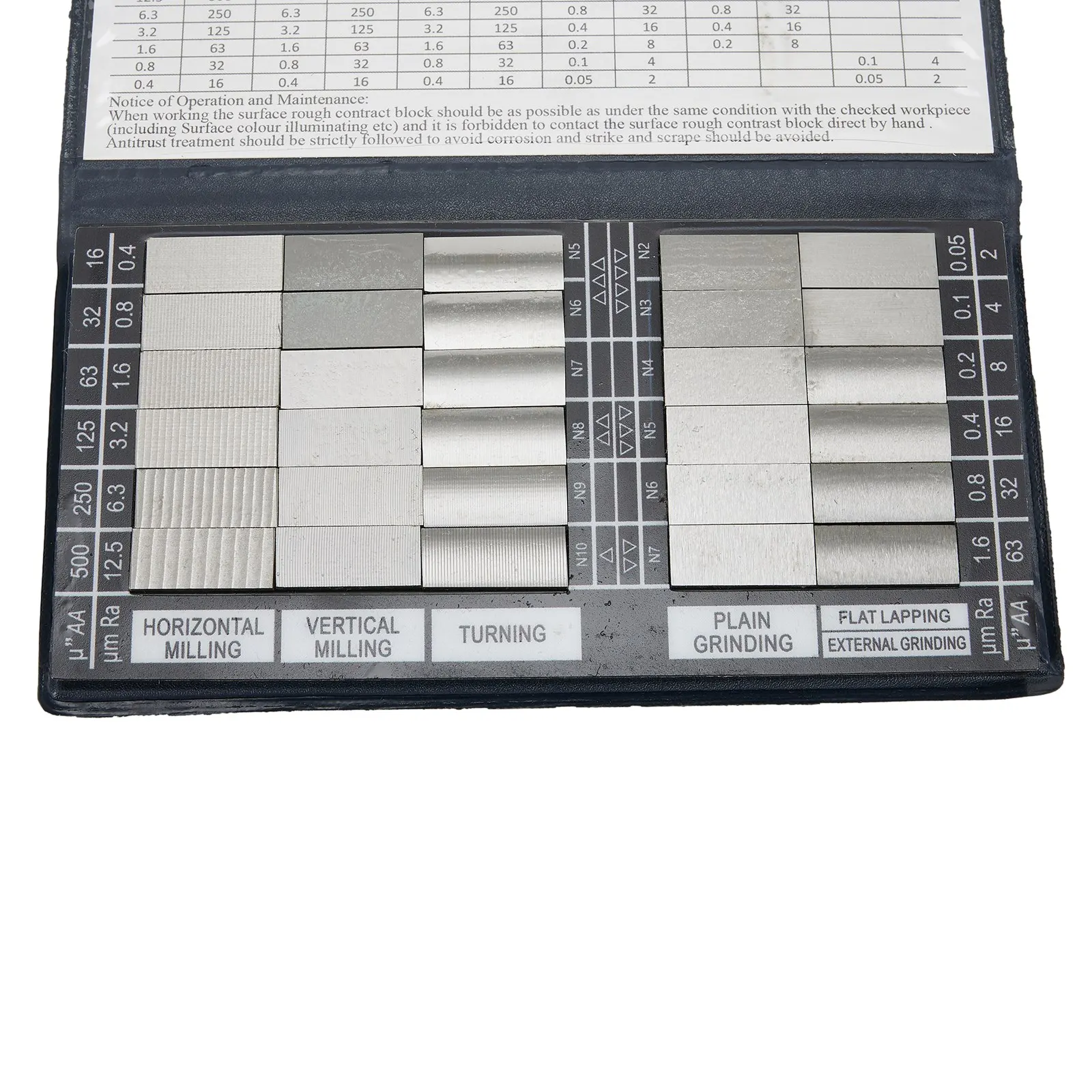 Roughness Sample Block 30pcs Comparison Sample Block For Compare Test For Mechanical Workpieces RUG-100 3 Flat Grinding 6x3x3 8