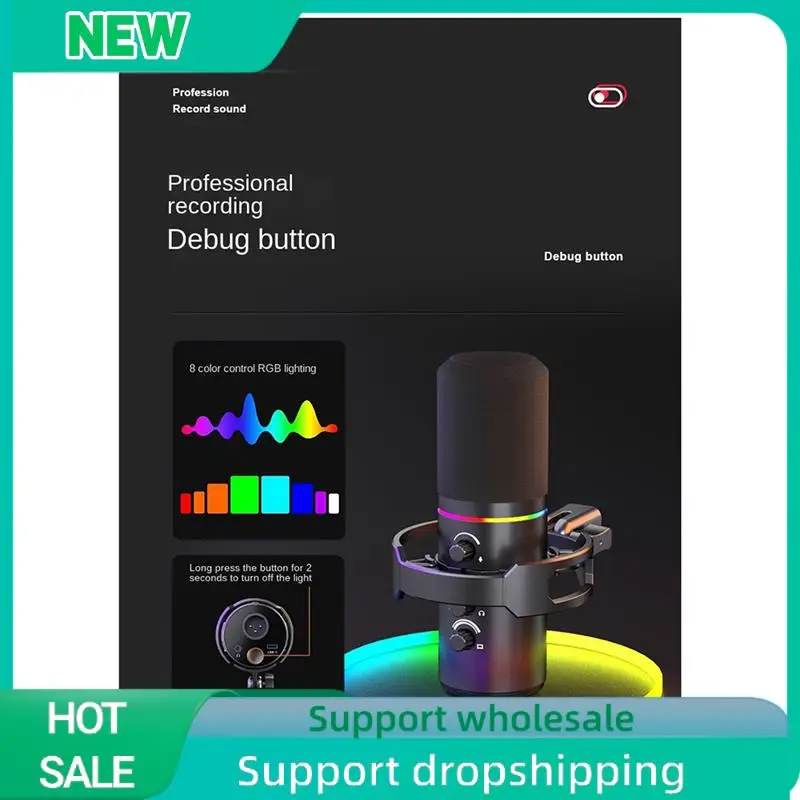 Solid Dynamic Microphone XLR Connect 48V Sound Card Recording Douring And Singing Equipment USB Computer Game Live Microphone